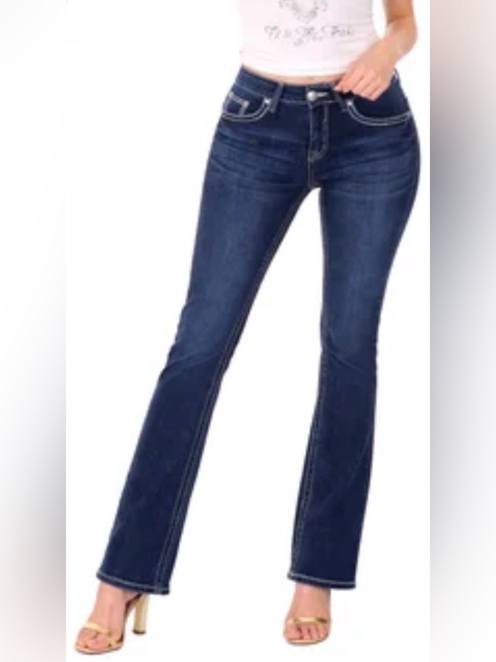 D9 Y2K Bedazzled Mid Rise Bootcut Denim Jeans | Dark Wash | Size 27